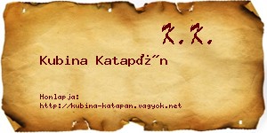 Kubina Katapán névjegykártya